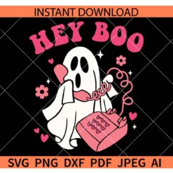 Hey boo ghost SVG, Ghost on phone Hey boo SVG, Halloween Ghost Hey boo SVG