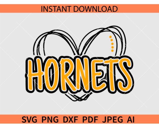 Hornets Heart SVG, Hornets Love SVG, Team Hornets SVG