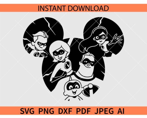 Incredibles Mickey ears SVG, Disney Incredibles SVG, Mickey Mouse Ears Incredibles SVG
