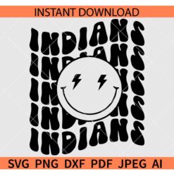 Indians smiley face SVG, Indians smiley face Retro Wavy Text SVG, Retro Text Indians smile SVG