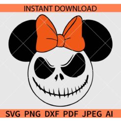 Jack Skellington Minnie Mouse ears SVG, Minnie Mouse Head Jack Skellington SVG, Minnie Bow Jack SVG