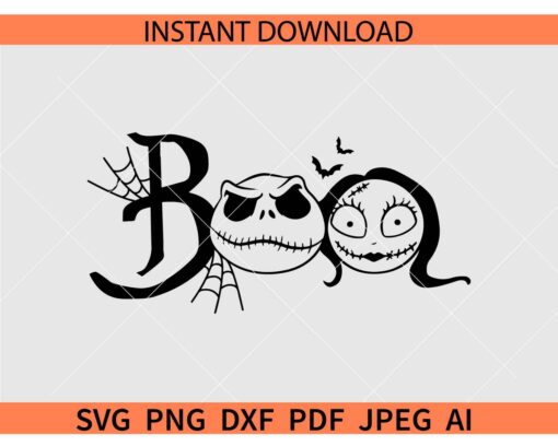 Jack and sally Boo SVG, Halloween Jack and sally Boo SVG