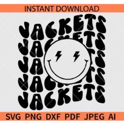 Jackets smiley face SVG, Jackets smiley face Retro Wavy Text SVG, Retro Text Jackets smile SVG