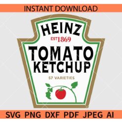 Ketchup And Mustard Costume SVG, Heinz Tomato Ketchup Est 1869 SVG, Tomato Ketchup Logo SVG