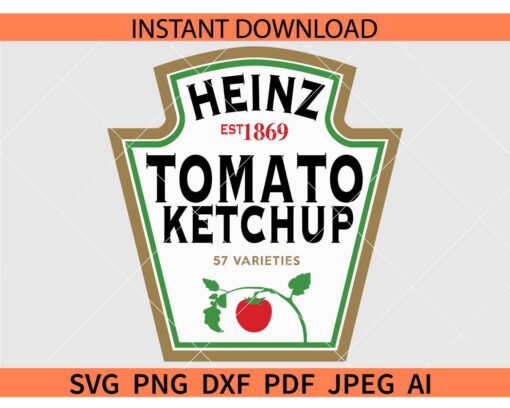 Ketchup And Mustard Costume SVG, Heinz Tomato Ketchup Est 1869 SVG, Tomato Ketchup Logo SVG