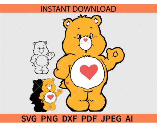 Layered Tenderheart Bear SVG, Care Bears SVG, Valentine Bear SVG