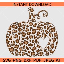 Leopard Print Pumpkin SVG, Heart Leopard Print Pumpkin SVG