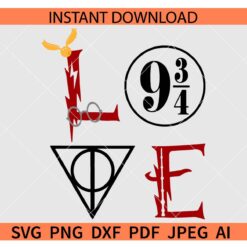 Love 9 3 4 Harry Potter SVG,  Harry Potter Love SVG, Hogwart Love Name SVG
