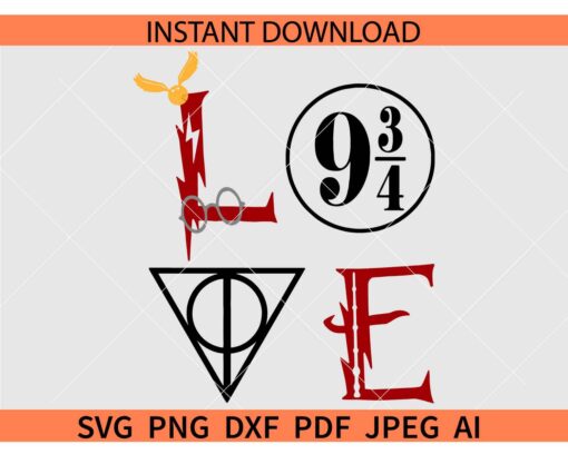 Love 9 3 4 Harry Potter SVG,  Harry Potter Love SVG, Hogwart Love Name SVG