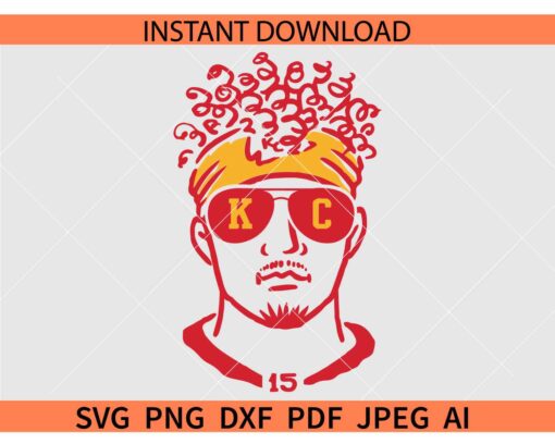 Mahomes Kansas City SVG, Mahomes Portrait KC SVG, Kansas City Chiefs Mahomes SVG
