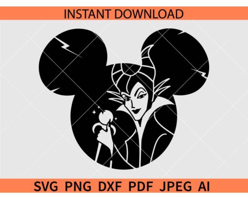 Maleficent Mickey Ears SVG, Maleficent Disney Ears SVG, Disneyland Villains SVG