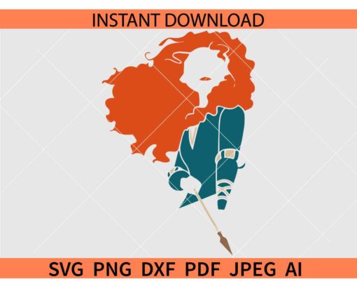 Merida SVG, Princess Merida clipart SVG, Disney Brave SVG