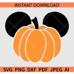 Mickey Pumpkin Head SVG, Disney Pumpkin SVG, Pumpkin with Minnie Ears SVG