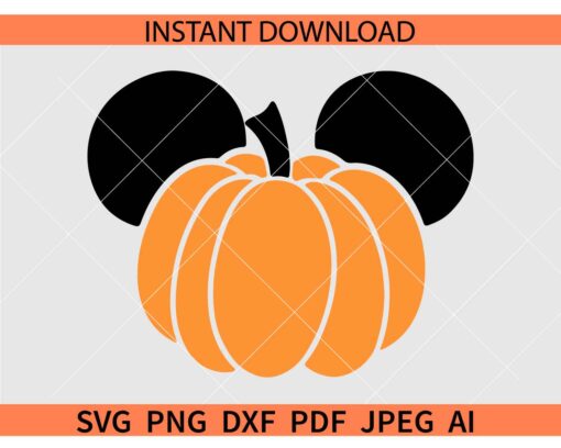 Mickey Pumpkin Head SVG, Disney Pumpkin SVG, Pumpkin with Minnie Ears SVG
