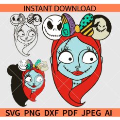 Minnie Sally Head Layered SVG, Minnie Ears Sally SVG, Minnie Sally Boogie and Jack Head SVG