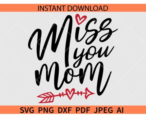 Miss you mom SVG, Mom Love Heart SVG