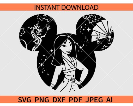 Mulan Mickey ears SVG, Disney ears Mulan Princess SVG