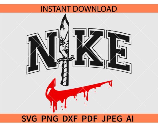Nike Horror movie Knife SVG, Horror Movie Character in Nike Logo SVG