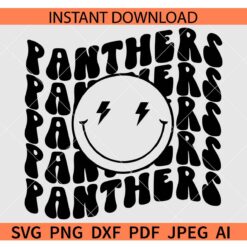 Panthers smiley face SVG, Retro Text Panthers smile SVG, The Panthers Smile SVG