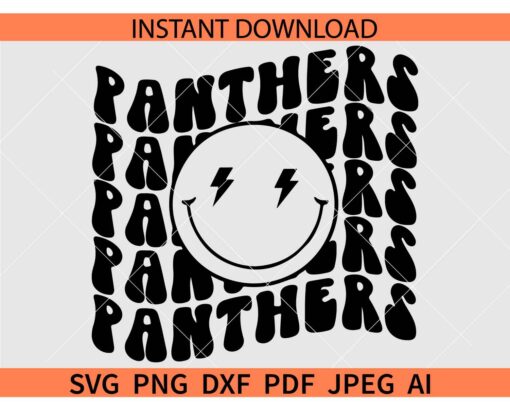 Panthers smiley face SVG, Retro Text Panthers smile SVG, The Panthers Smile SVG