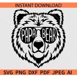 Papa Bear SVG, Papa bear face sunglasses SVG, Papa bear head sunglasses SVG