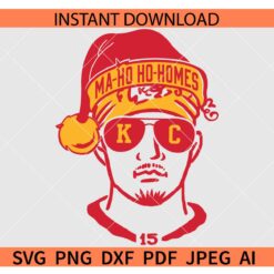 Patrick Mahomes With Christmas Hat SVG, Santa Patrick Mahomes KC SVG, Santa Mahomes Sunglasses SVG
