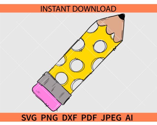 Pencil Dots SVG, Polka Dots Pencil SVG
