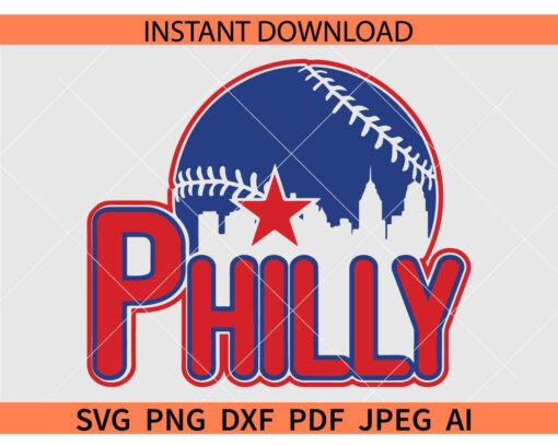 Philly Baseball SVG, Philadelphia City Baseball SVG, Phillies Baseball Ball SVG