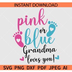 Pink or Blue Grandma loves you SVG, Baby Shower SVG, Pregnancy SVG, New Born Announcement SVG