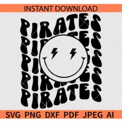 Pirates smiley face SVG, Retro Text Pirates smile SVG, The Pirates Smile SVG