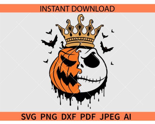 Pumpkin Jack Skellington SVG, Halloween Jack Skellington King SVG