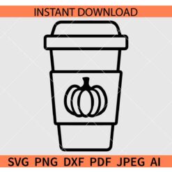 Pumpkin Spice Latte Cup SVG, Pumpkin Spice Latte Cup Sketch SVG