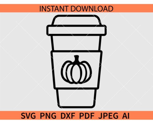 Pumpkin Spice Latte Cup SVG, Pumpkin Spice Latte Cup Sketch SVG