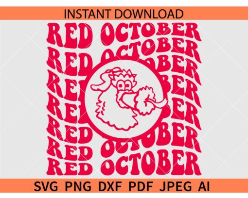 Red October Phillies SVG, Red October Retro Wavy Text SVG