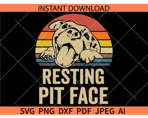 Resting pit face Retro Circle SVG, Vintage Pitbull Resting Pit Face SVG, Retro Funny Pitbull Lovers SVG