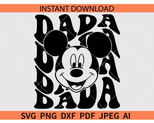Retro dada Mickey Mouse SVG, Dada Retro Wavy Text Mickey SVG