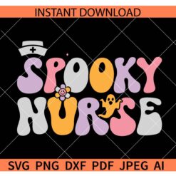 Retro spooky nurse SVG, Halloween Nurse SVG, Spooky Nurse Ghost and Bats SVG