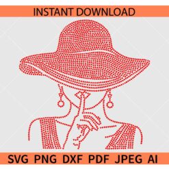 Rhinestone-Woman-Template-Svg, Rhinestone Black Girl Svg, Afro Women Svg, African American Svg, Black Lady Svg