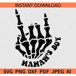 Rock on Skeleton hand Mawmaw's By SVG, Mawmaw's By Skeleton Rock On Hand ASL SVG