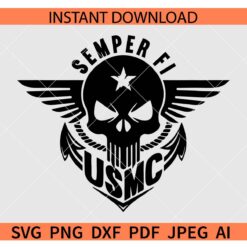 Semper Fi USMC SVG, Semper Fi Skull SVG, Marines semper fi SVG