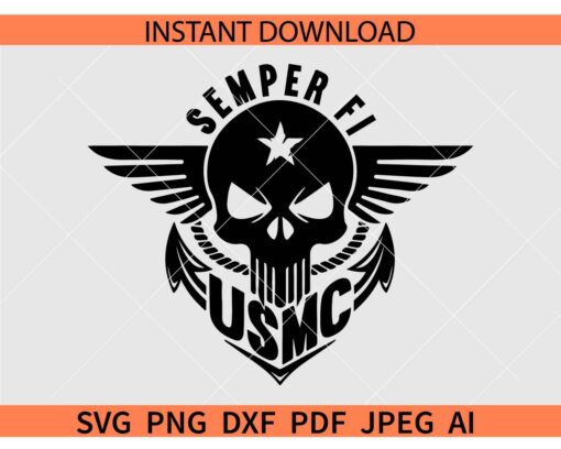 Semper Fi USMC SVG, Semper Fi Skull SVG, Marines semper fi SVG