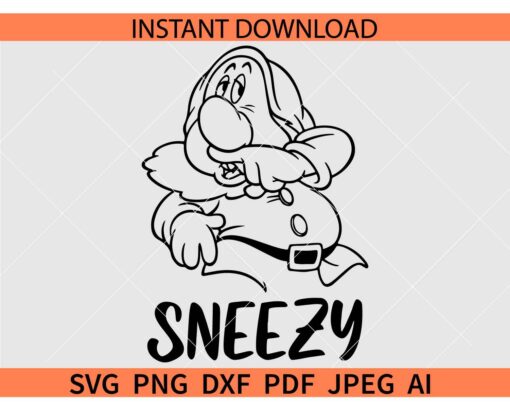 Sneezy Dwarf SVG, Snow White and the Seven Dwarfs SVG