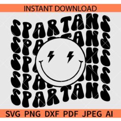 Spartans smiley face SVG, Retro Text Spartans Smile SVG