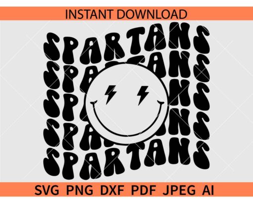 Spartans smiley face SVG, Retro Text Spartans Smile SVG