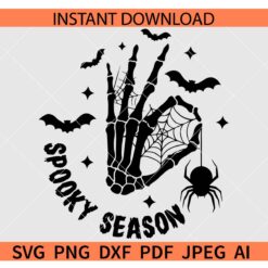 Spooky season Skeleton Hand SVG, Spooky season Skeleton Hand Spider and bats SVG