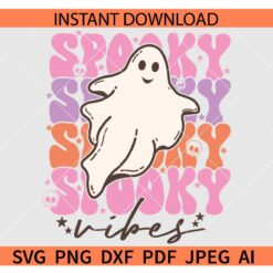 Spooky vibes retro wavy text SVG, Ghost Spooky vibes retro SVG