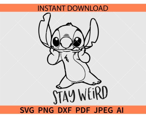 Stay weird Stitch SVG, Stitch stay weird SVG, Stitch stay weird Coloring Page SVG