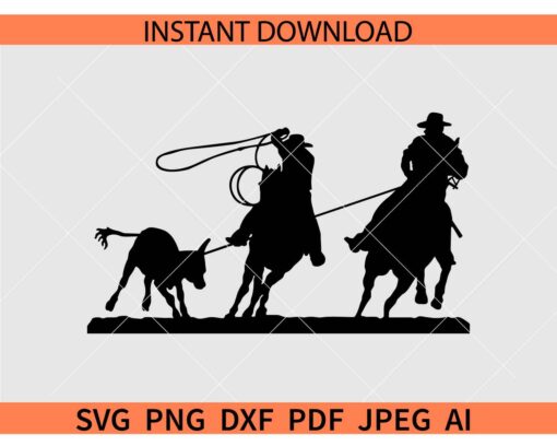 Team Roping Rodeo Ranch svg, Team roping, Cattle Roping Cowboy, Cattle Ranch SVG