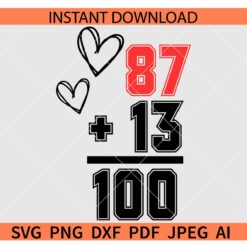 Travis Kelce & Taylor Swift SVG, Travis Kelce T Swift SVG, 87+13=100 Travis Kelce T Swift SVG