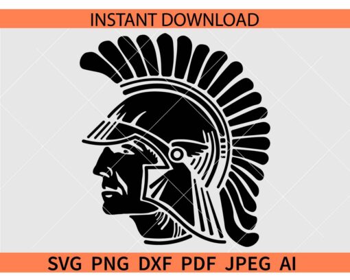 Trojan-head-svg, Trojan Mascot Silhouette SVG, Trojan Mascot clipart SVG      